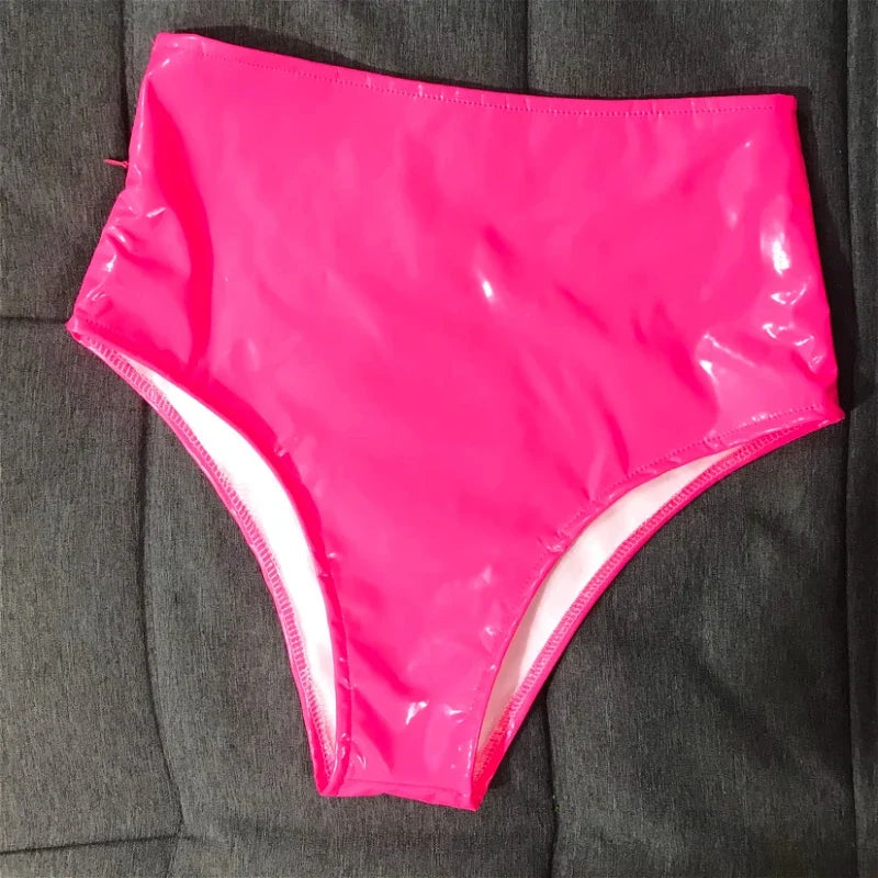 The Stardust Spotlight High-Waist Shorts – Glossy Patent Leather Showgirl Hot Pants