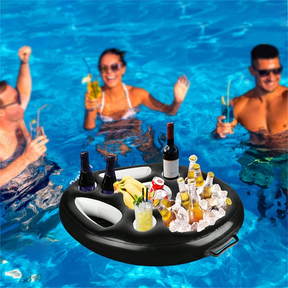 Black Pool Party Inflatable Cooler, Cup Holder and Tray