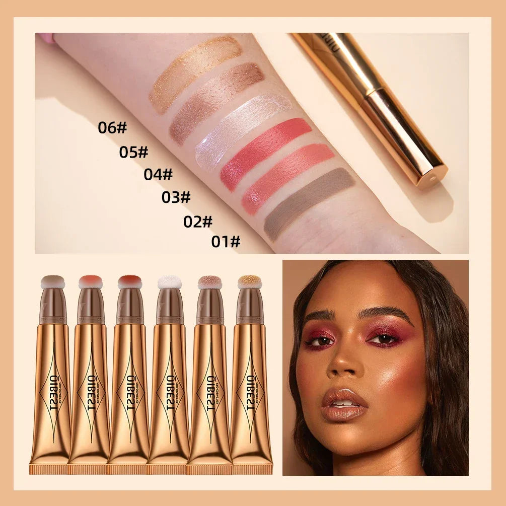 QIBEST Cream Bronzer Contour Blusher Beauty Wand Highlighter Blush With Cushion Liquid Face Bronzer Wand Stick Applicator Makeup Luxlife Brands