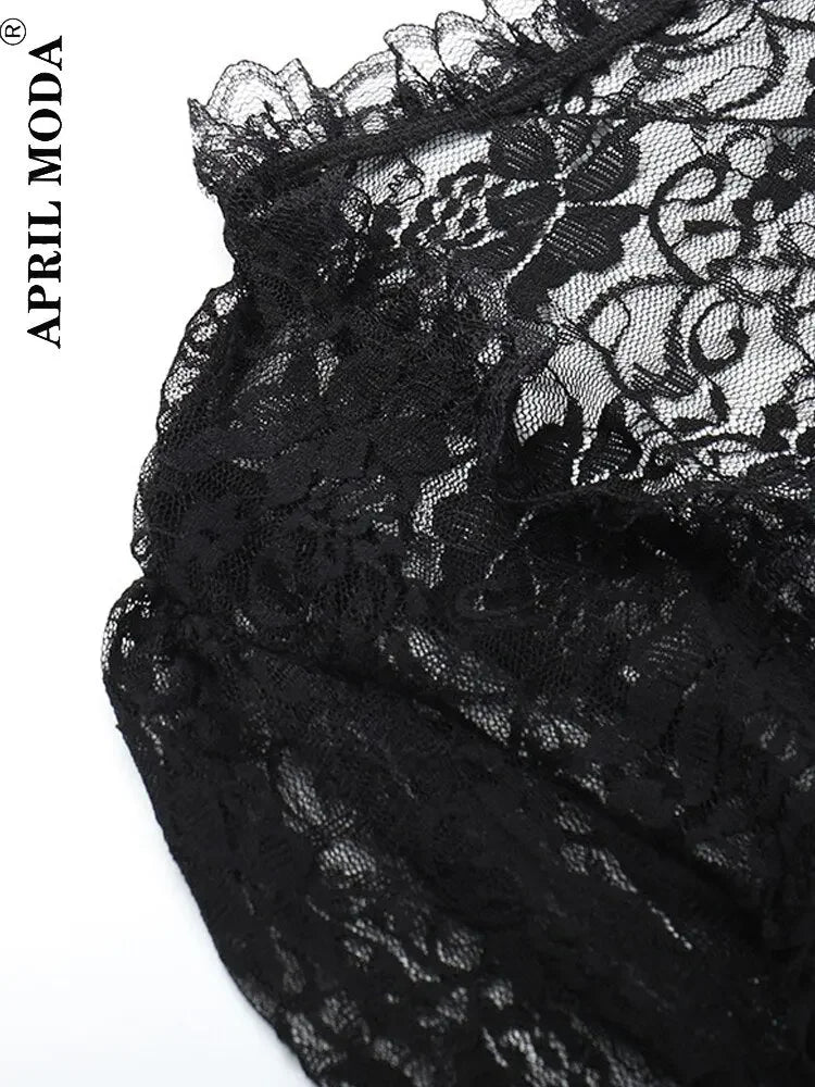 Women Black Lace Shrug Bolero Short Flare Sleeve Cropped Jacket Shrug for Wedding Evening Prom Gothic Costumes Aesthetic Tops