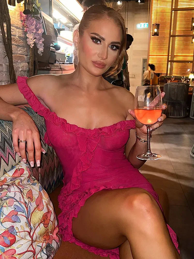 Dazzling Ruffle Evening Dress LUXLIFE BRANDS