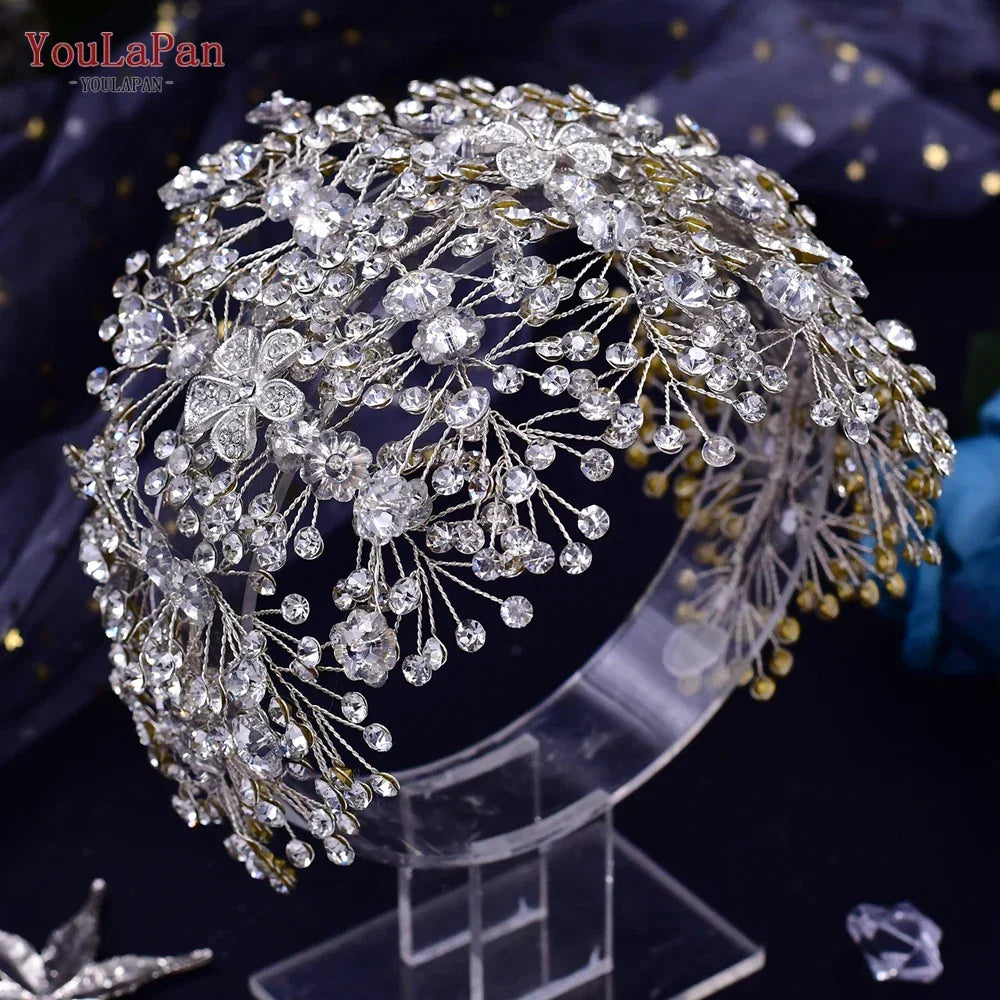 TOPQUEEN Wedding Headband Hair Jewelry Luxury Bride Headdress Hair Accessories Rhinestone Wedding Head Piece Woman Tiara HP240 LUXLIFE BRANDS