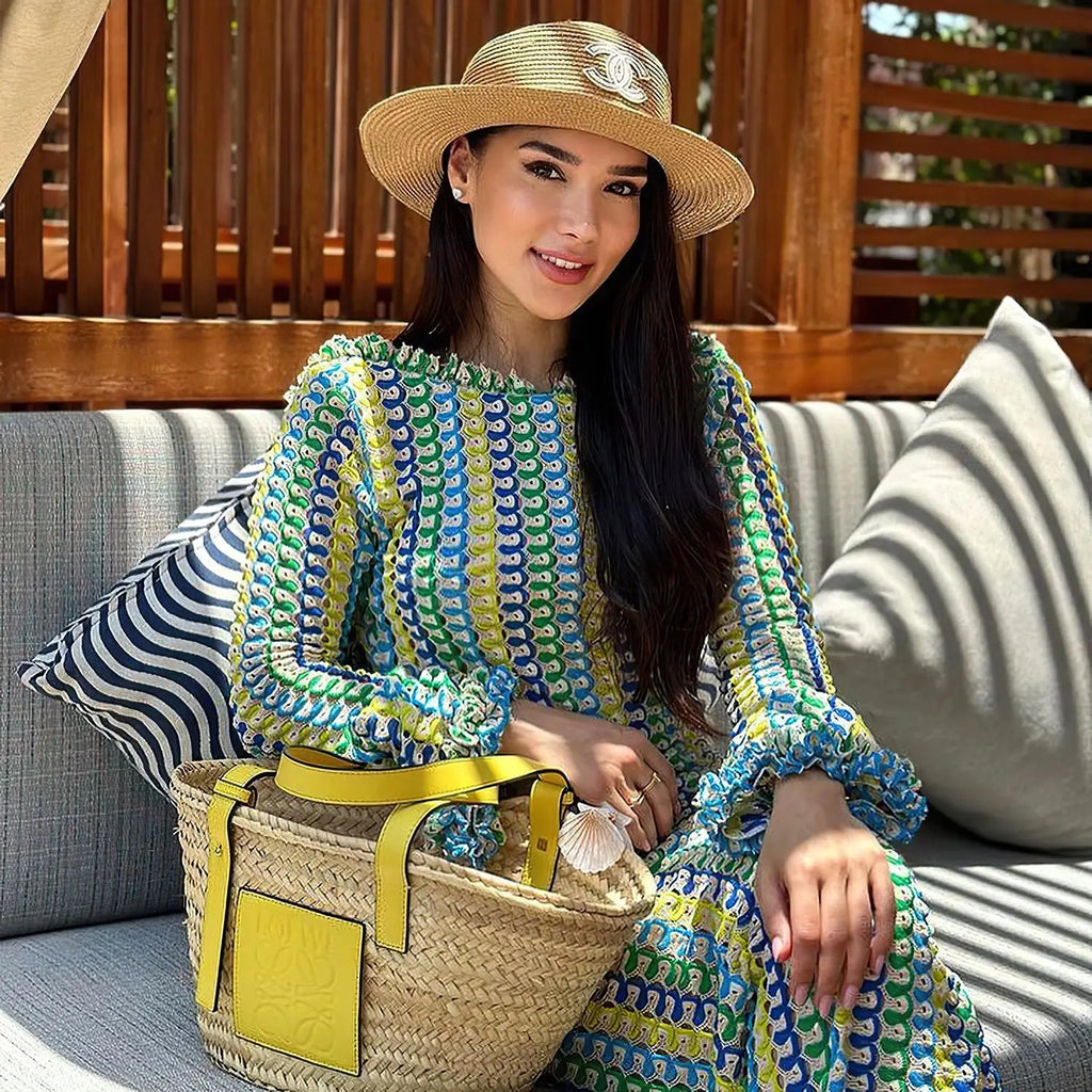 Sexy Backless Flare Sleeve Lace Knit Cut Out Party Beach Maxi Dress 2025 Summer Women Vacation Beachwear Swimsuit Cover Up A2815 Luxlife Brands