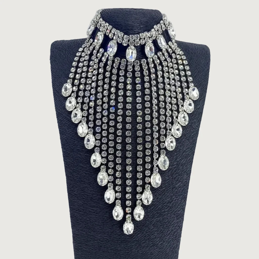 Rhinestone Tassel Fringe Necklace