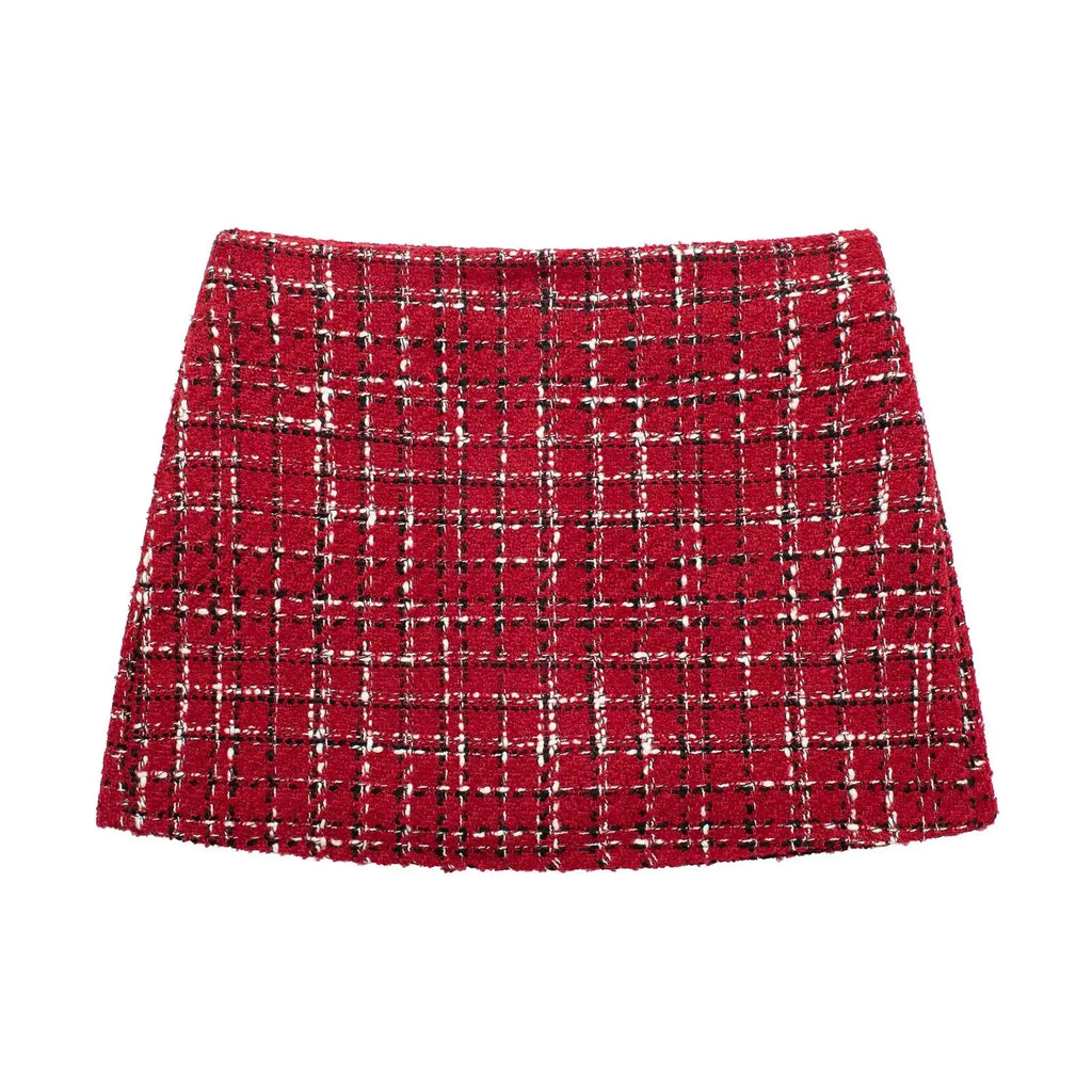 HH Women Fashion Red Texture Skirt Sets Single Breasted Lapel Jacket Coat Side Zipper Shorts Skirts High Street Lady Outfit