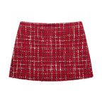 HH Women Fashion Red Texture Skirt Sets Single Breasted Lapel Jacket Coat Side Zipper Shorts Skirts High Street Lady Outfit Luxlife Brands