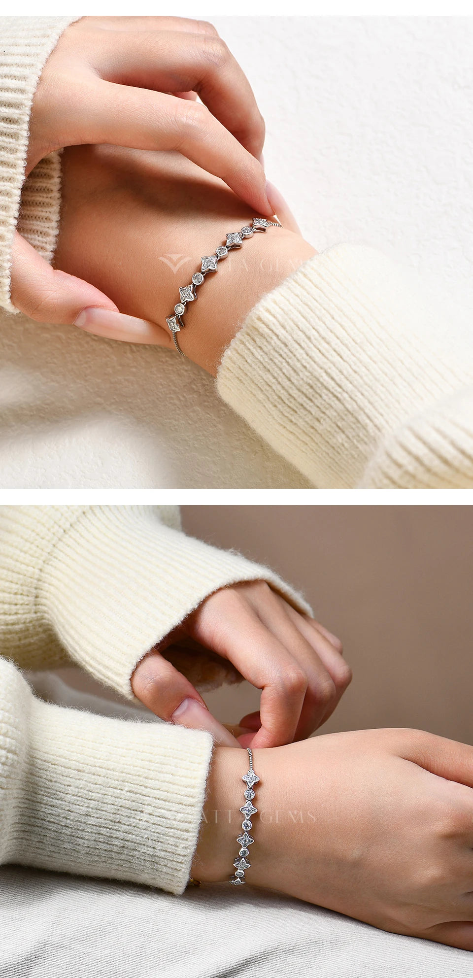 LUX FINE JEWELRY | Starlight D Color VVS1 Moissanite S925 SS Bracelet - Adjustable 24cm Luxlife Brands