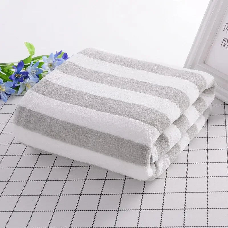 Hotel beauty salon quick-drying beach towel home soft absorbent face towel striped coral fleece bath towel