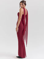 Elegant Wine Strapless Maxi Skirt Set Luxlife Brands