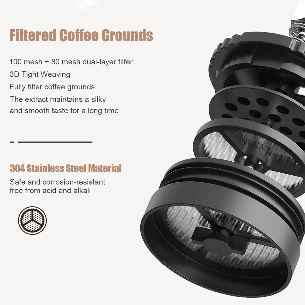 French Press Travel Coffee Maker LUXLIFE BRANDS