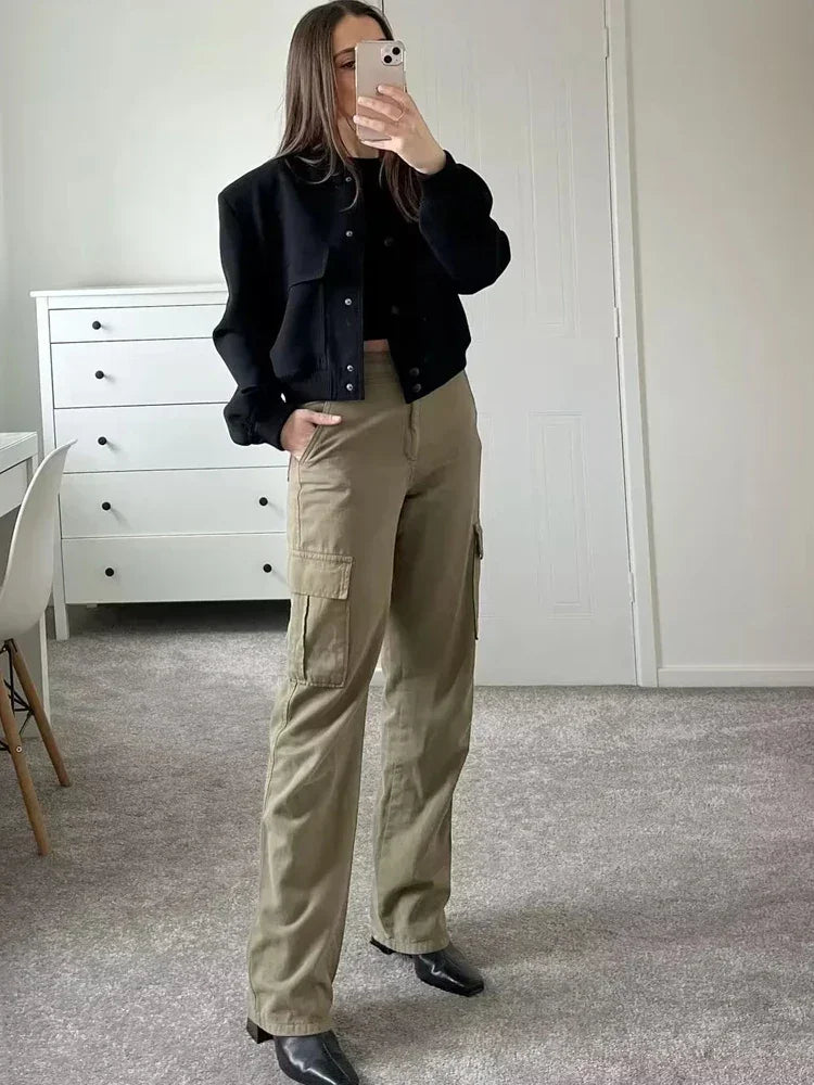 Delta Cropped Bomber Jacket LUXLIFE BRANDS