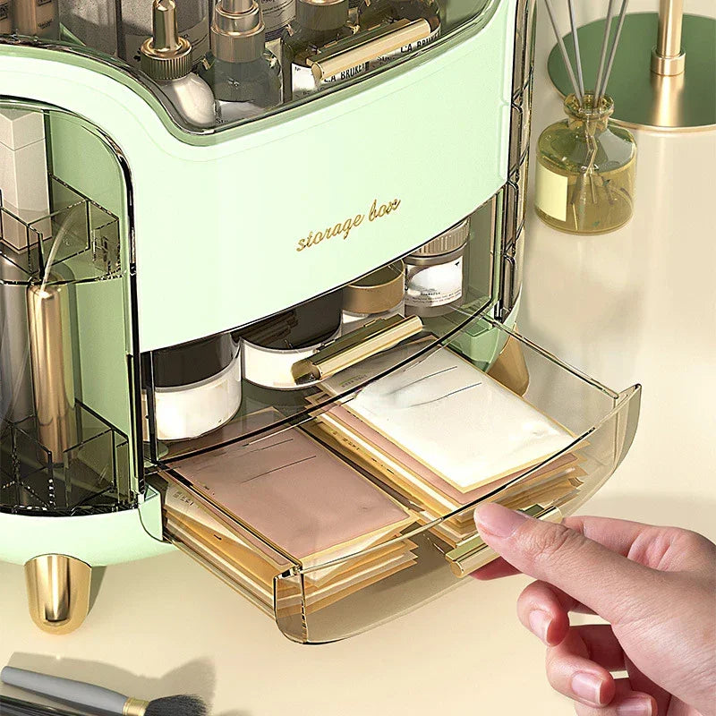 Luxury Desktop Cosmetics Storage Box Dust-proof Makeup Organizer For Cotton Pads Swabs Bathroom Jewelry Organizer for Cosmetics Luxlife Brands