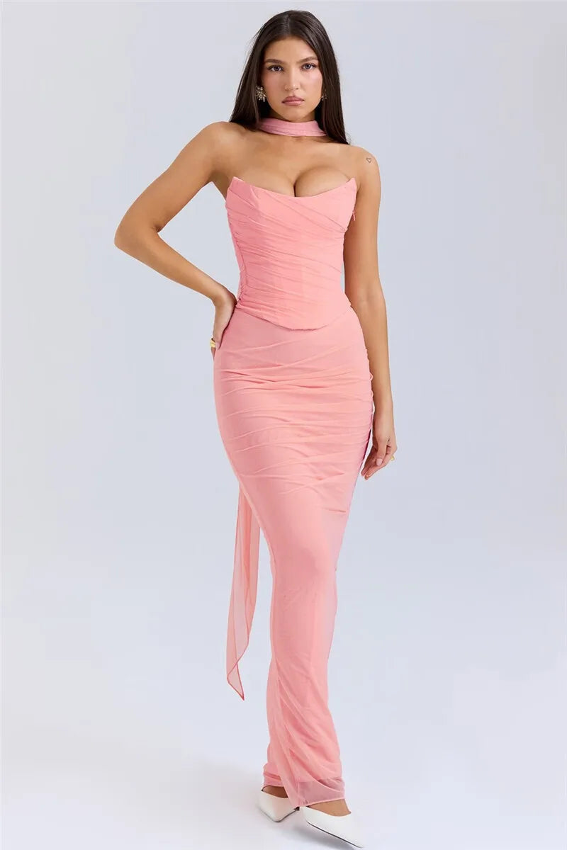 Elegant Wine Strapless Maxi Skirt Set Luxlife Brands