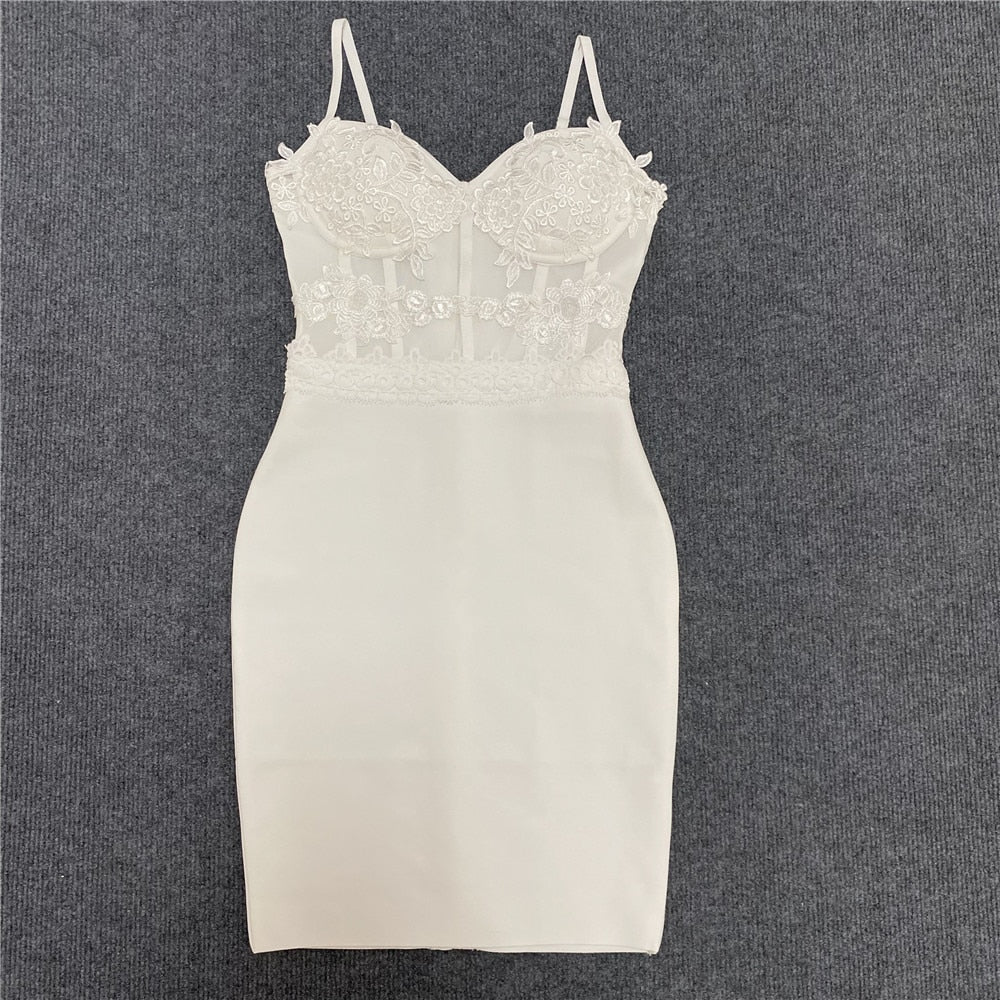 White Goddess Bandages Dress Lace Elegant Dress