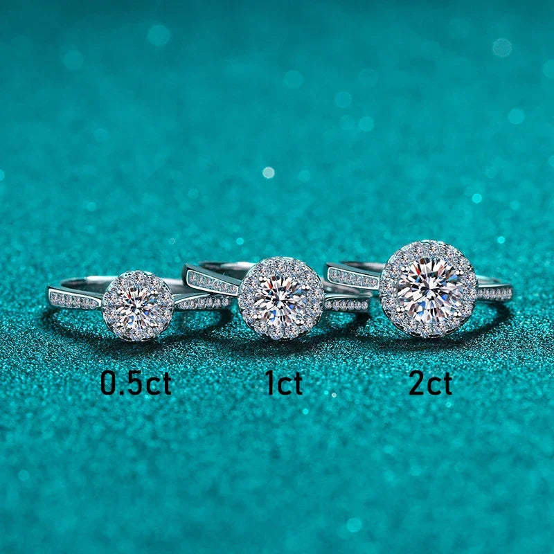 Tezzc 2ct Moissanite Halo Engagement Ring For Women S925 Sterling Silver Wedding Rings With certificate Fine Jewelry Wholesale