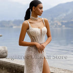 Eightree Elegant Mermaid Wedding Dresses Sexy Sweetheart Glitter High Split Bridal Dress White Evening Wedding Gowns Custom Size LUXLIFE BRANDS