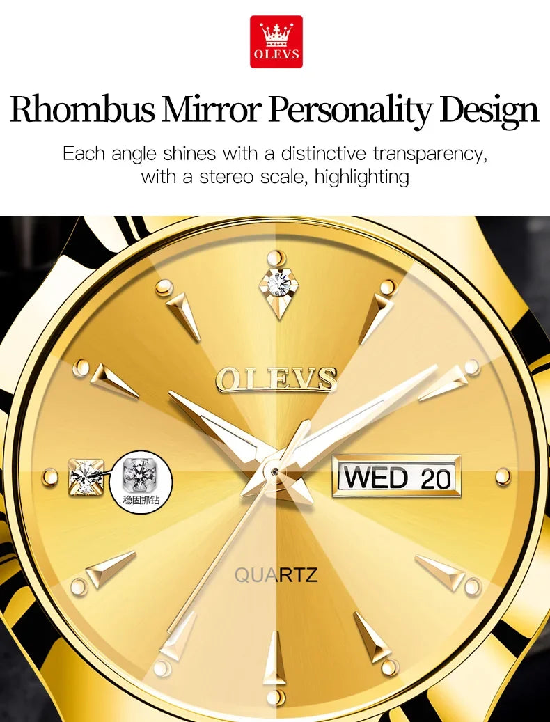 Tungsten Steel Luxury Waterproof Quartz Calendar Watch LUXLIFE BRANDS