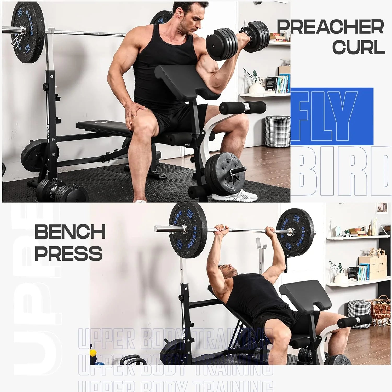 Standard Weight Bench, Bench Press Set with Preacher Curl Pad and Leg Developer for Home Gym Full-Body Workout LUXLIFE BRANDS