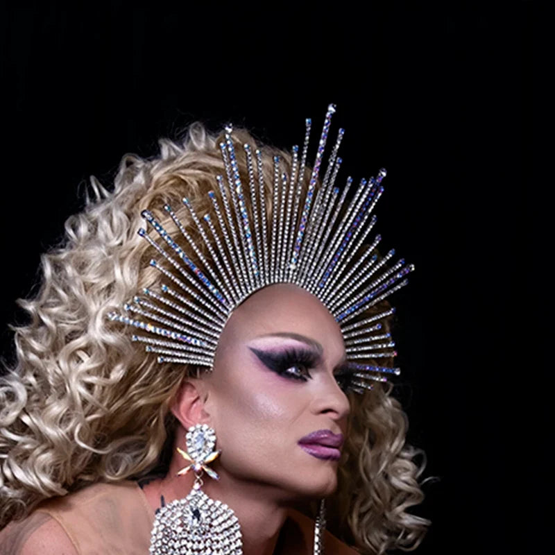 Rhinestone Sunburst Headpiece & Earring Set