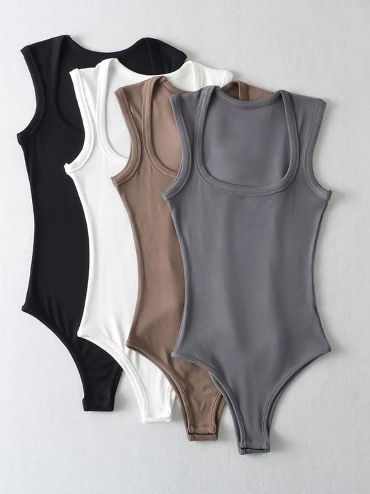 Slim Square Sleeveless Bodysuit LUXLIFE BRANDS