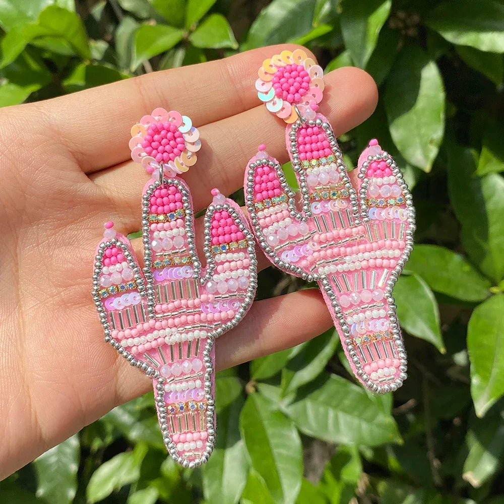 Handmade Beaded Drop Earrings