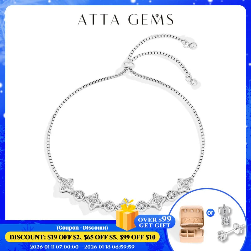 LUX FINE JEWELRY | Starlight D Color VVS1 Moissanite S925 SS Bracelet - Adjustable 24cm