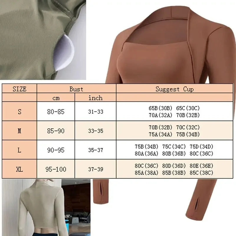 Laci Long Sleeve Padded Yoga Crop Top