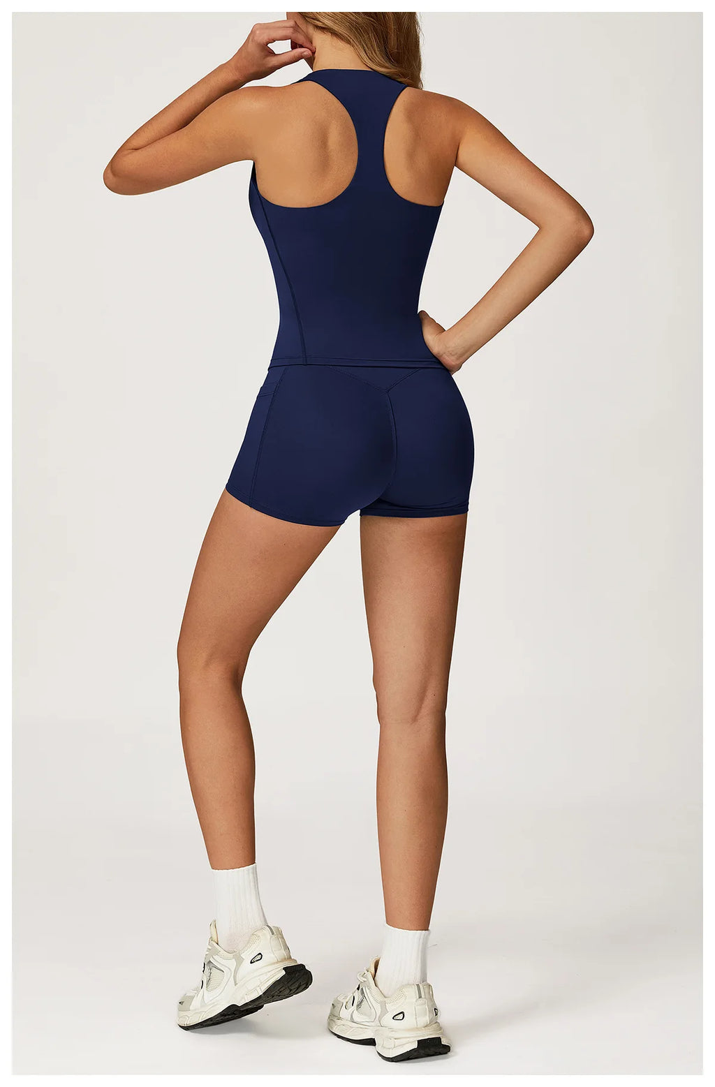 Hearuisavy 2Pcs Woman's Sports Set Naked-Feel Racerback Sports Tops Gym Tank Top Female Breathable High Waist Fitness Yoga Pants