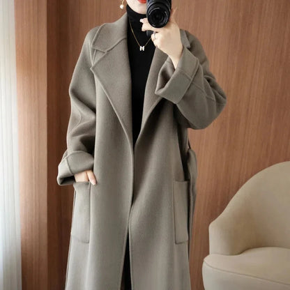 100% Wool Autumn/Winter Cashmere Coat with Belt