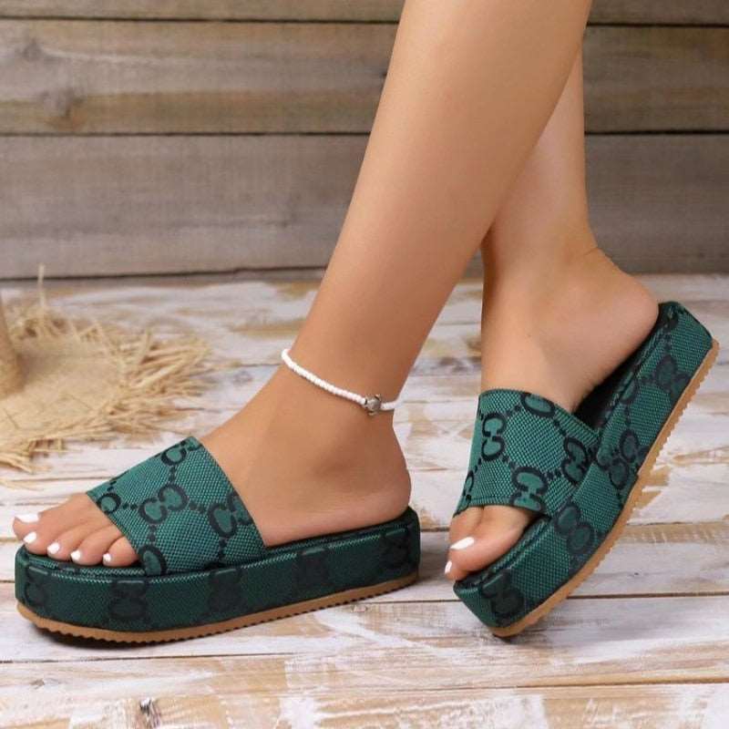 2023 Summer New Sandals Women Thick and Low All-match Lazy Shoes One Pedal Slippers Size 35-43