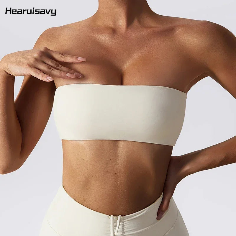 Hearuisavy Casual Sports Bra Gym Underwear Women Breathable Training Yoga Clothes Tube Top Fitness Workout Tank Top Female