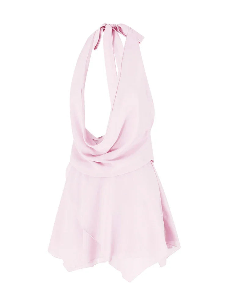 Cassandra Draped Backless Halter Mini Dress