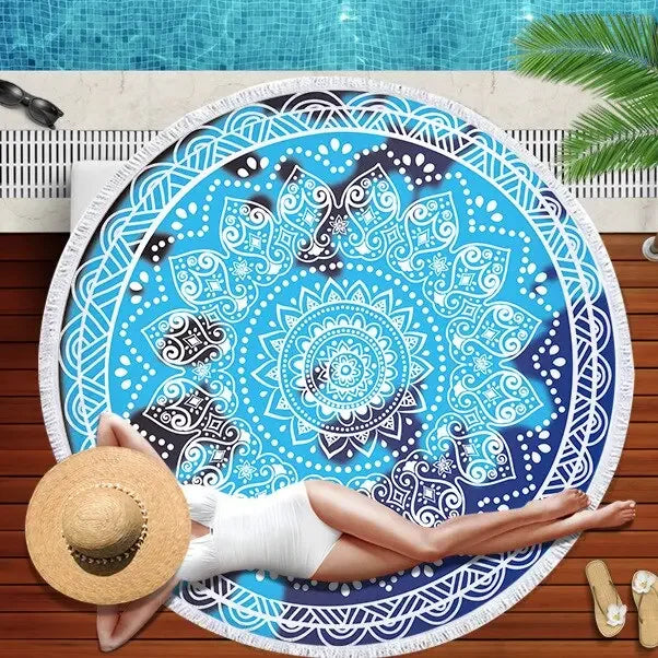 Gradient Mandala Round Beach Towel/Yoga Mat