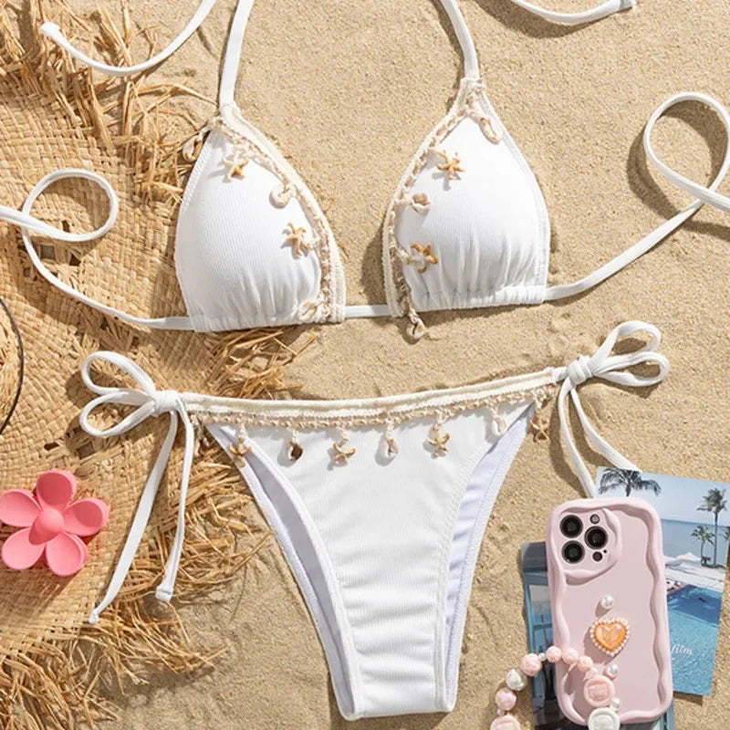 Sexy White Bikinis Women's Swimwear Female Swimsuit For Swimming Wear Bathing Suits Brazilian Bikini Set Beachwear Pool Bather Luxlife Brands