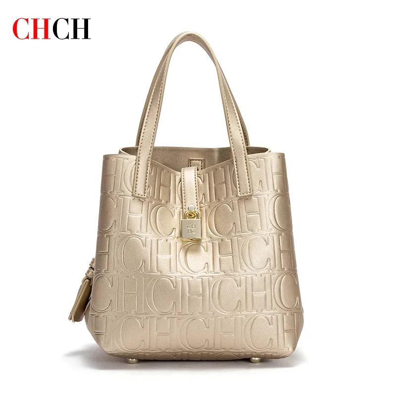 CHCH Women's Tote Bag New Steel Embossed Handheld Bun Mother Shopping Bag