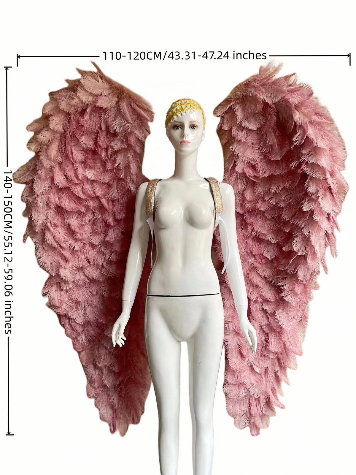 Large Feather Angel Wings Backpiece with Shoulder Straps