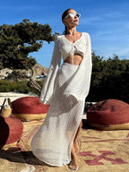 White Bell Sleeve Lace Top + Skirt Set Luxlife Brands