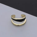 Stainless Steel Black White Heart Rings For Women Gold Color Oil Drip Open Couple Rings Wedding Jewelry Gift Bijoux Femme Luxlife Brands
