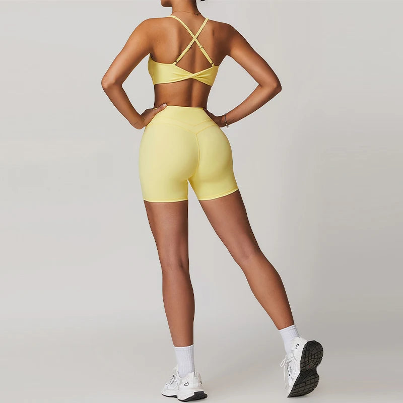 Hearuisavy 2-Piece Yoga Sets Sports Suit Women Fitness Tracksuit Running Workout Shirt Yoga Clothing Quick-Drying Gym Set Women