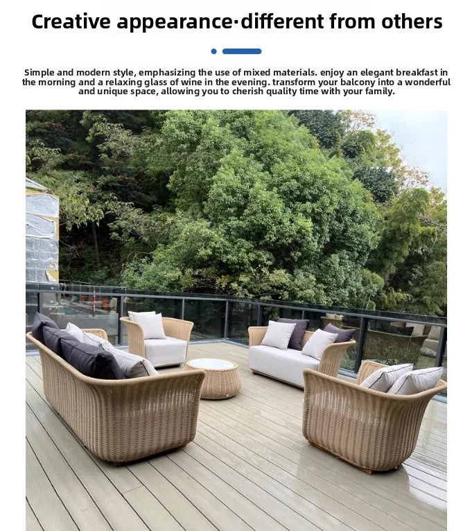 Italian Style Modern Luxury Waterproof Outdoor Rattan Garden Sofa Set For Hotels And Villas For Courtyard Luxlife Brands