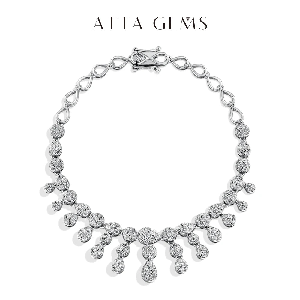 ATTAGEMS Real Moissanite Jewelry Set for Women D VVS1 S925 Sterling Silver Luxury Ring Earrings Bracelet Necklace  Wedding Gifts Luxlife Brands
