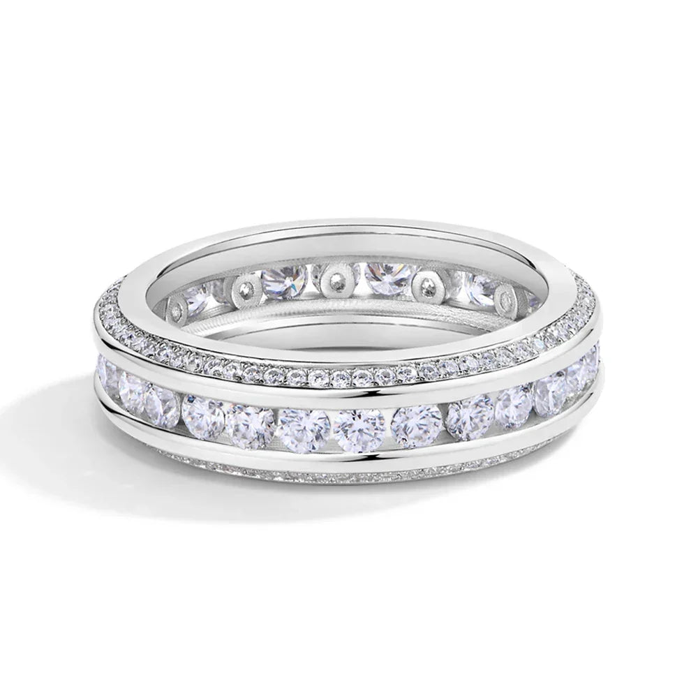 S925 Sterling Silver Moissanite Ring D VVS1 Lab Grown Diamond 1.68ctw