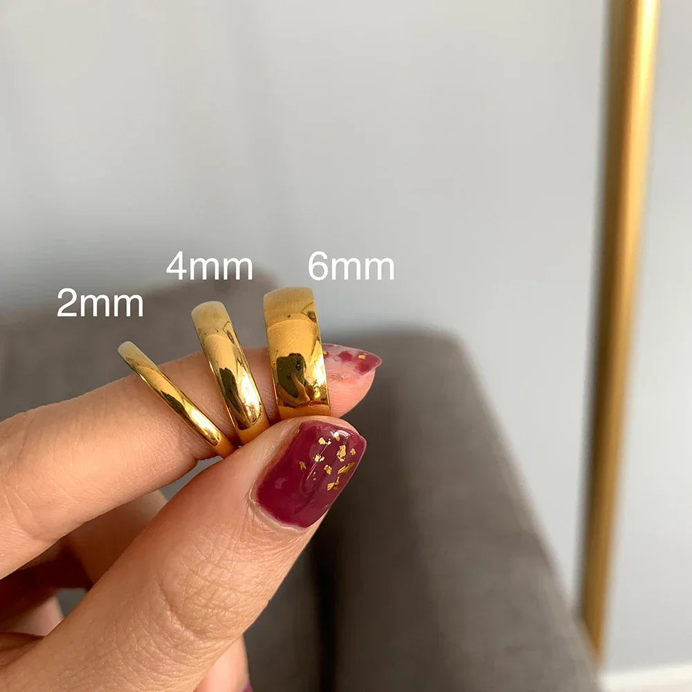 E.B.belle Tarnish Free 2mm 4mm 6mm Stainless Steel 18K Gold Plated Silver Color Knuckle Ring For Lady Minimalist Rings For Women Luxlife Brands