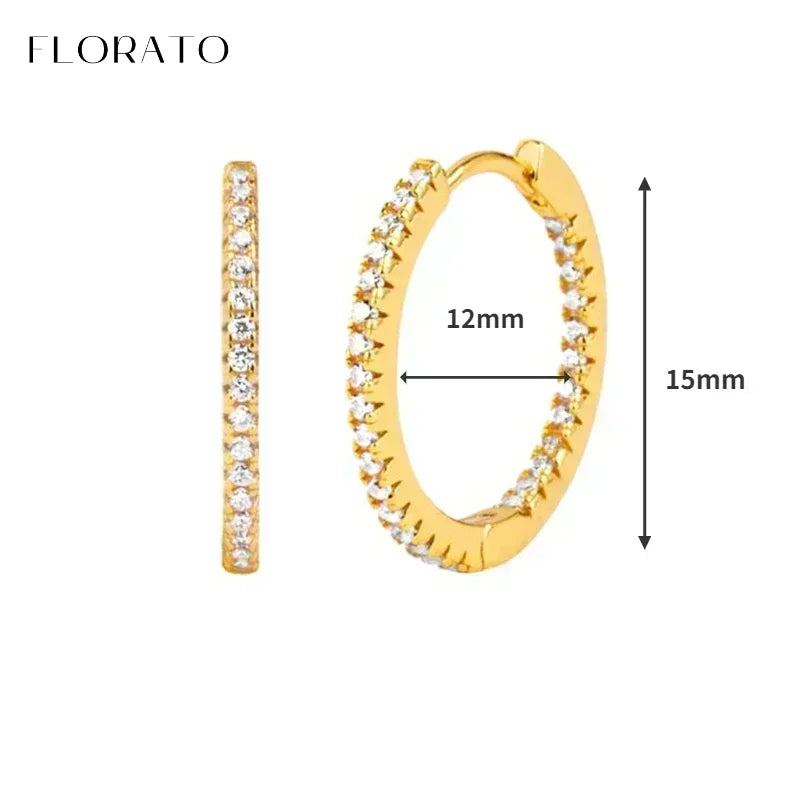 Luxury white crystal zircon earrings 925 sterling silver ear needles Hoop gold earrings For women Fashion Luxury Wedding Jewelry Luxlife Brands