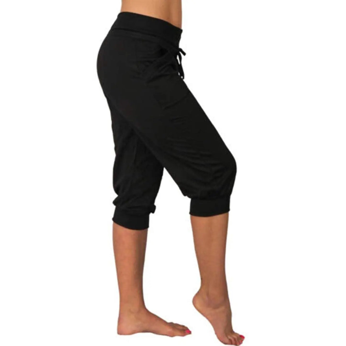 Womens Capri Yoga Pants Loose Drawstring Pajama Pants Lounge Joggers Pants with Pockets