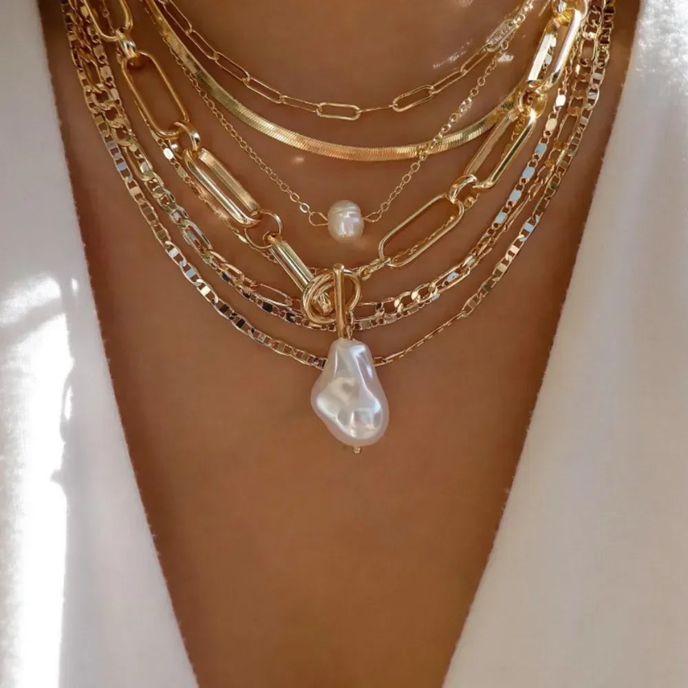Vintage New Gold Color Multiple Styles Necklace For Women Boho Trendy Multi-Layer Crystal Pendant Necklaces Set Jewelry Gifts LUXLIFE BRANDS