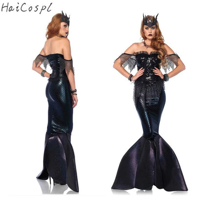 Sexy Beach Mermaid Dress Halloween Cosplay Costume Stage Carnival Party  Adult Suit Women Fantasy Sequins Suit