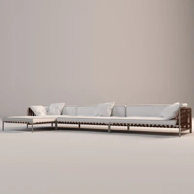 Outdoor stainless steel sofa rattan courtyard villa rain and sun coffee table combination