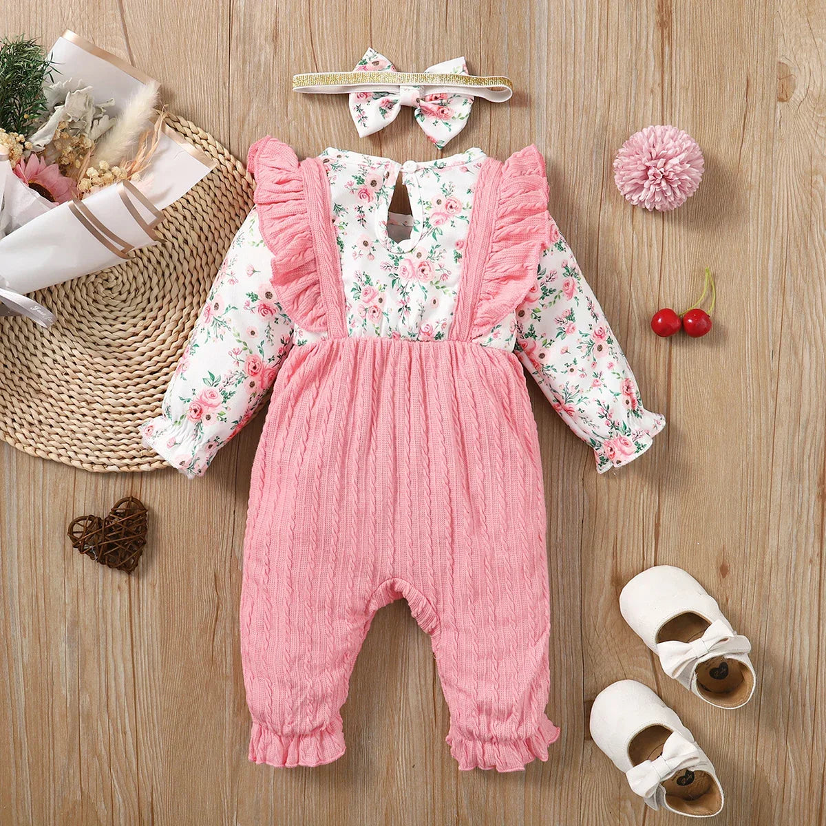 LUXBABY Girls 0-18 Months Floral Long Sleeve Outfit Luxlife Brands