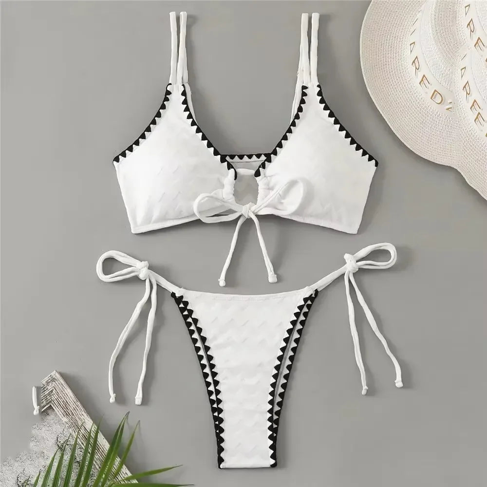 Sexy White Backless Swimwear Women 2024 One Piece Swimsuit Hollow Out Monokini Bathing Suit String Halter Swimming Wear Bather